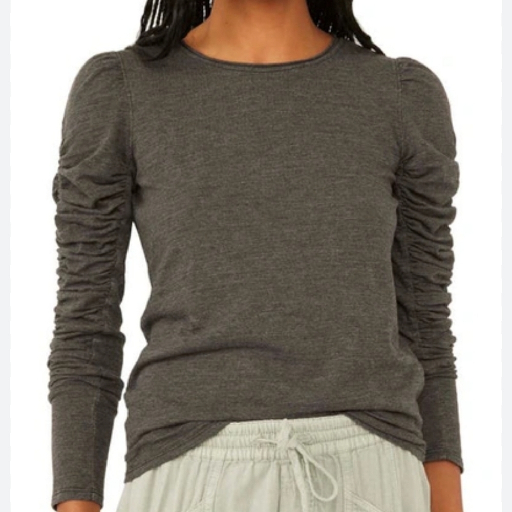 FREE PEOPLE NATASHA RUFFLE SLEEVE TOP SIZE M